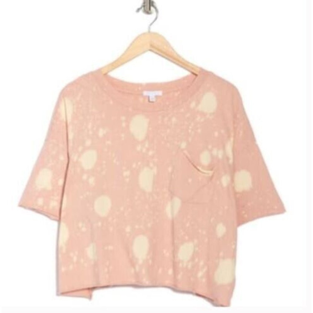 Abound Women's Cotton Tie Dye Cropped Pocket Tee Coral Large - Picture 4 of 5